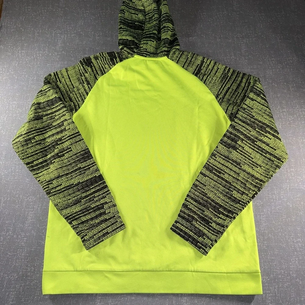 Nike Hoodie Mens XLT Yellow Dri-FIT Fleece Pullover Kangaroo Pocket Swoosh Logo